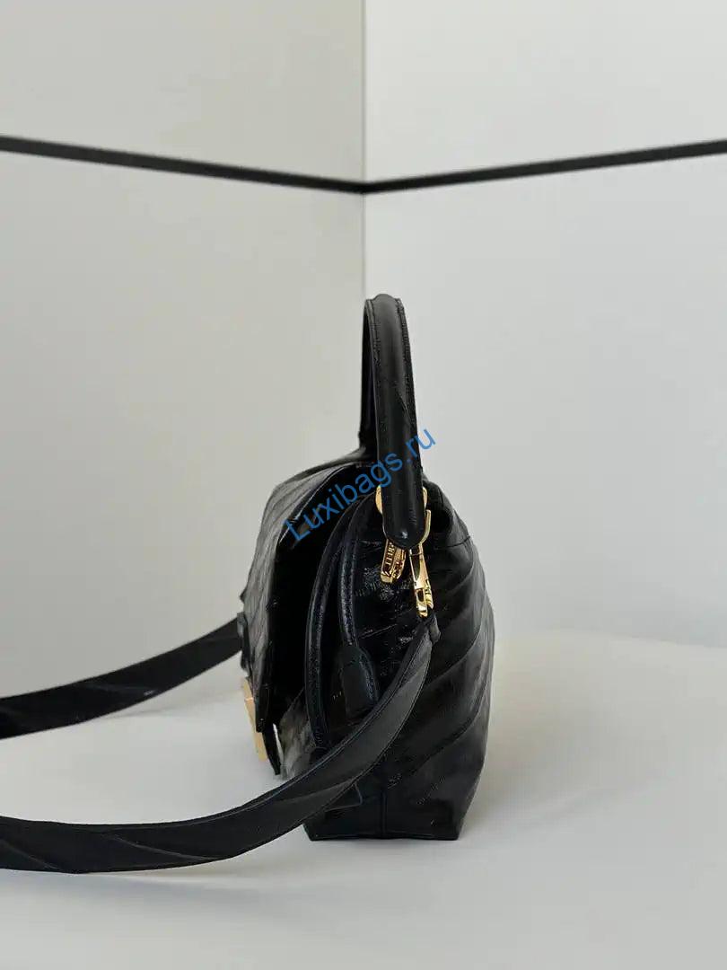 fendi 8br834 mamma baguette large black eel skin leather bag 8677al 2 Fendi 8BR834 Mamma Baguette Large Black eel skin leather bag 8677AL - Default Title - View 3