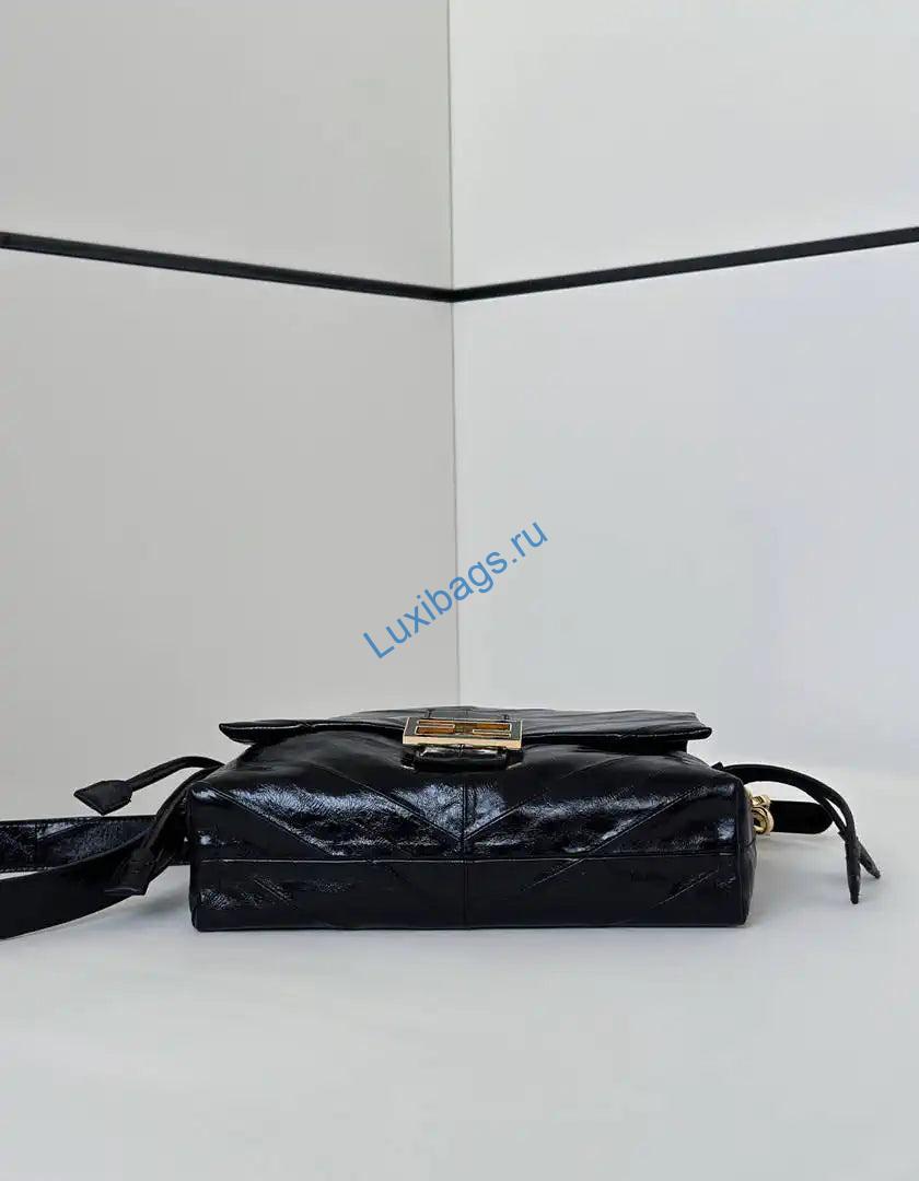 fendi 8br834 mamma baguette large black eel skin leather bag 8677al 3 Fendi 8BR834 Mamma Baguette Large Black eel skin leather bag 8677AL - Default Title - View 4