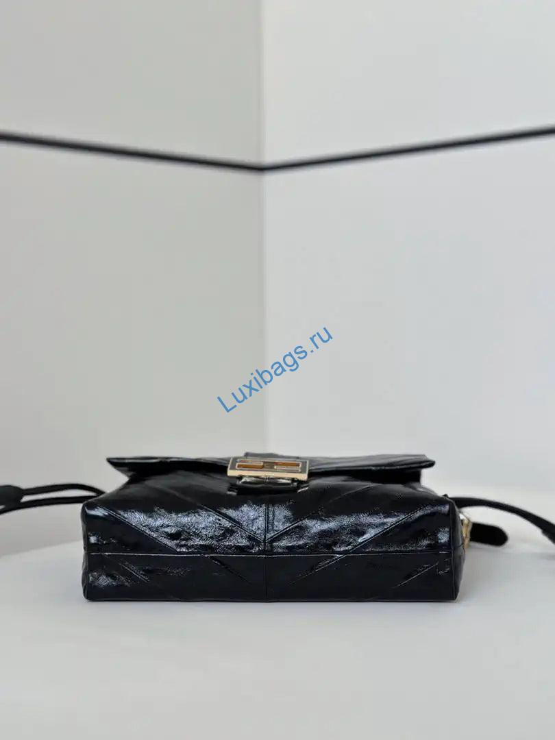 fendi 8br834 mamma baguette large black eel skin leather bag 8677al 5 Fendi 8BR834 Mamma Baguette Large Black eel skin leather bag 8677AL - Default Title - View 6