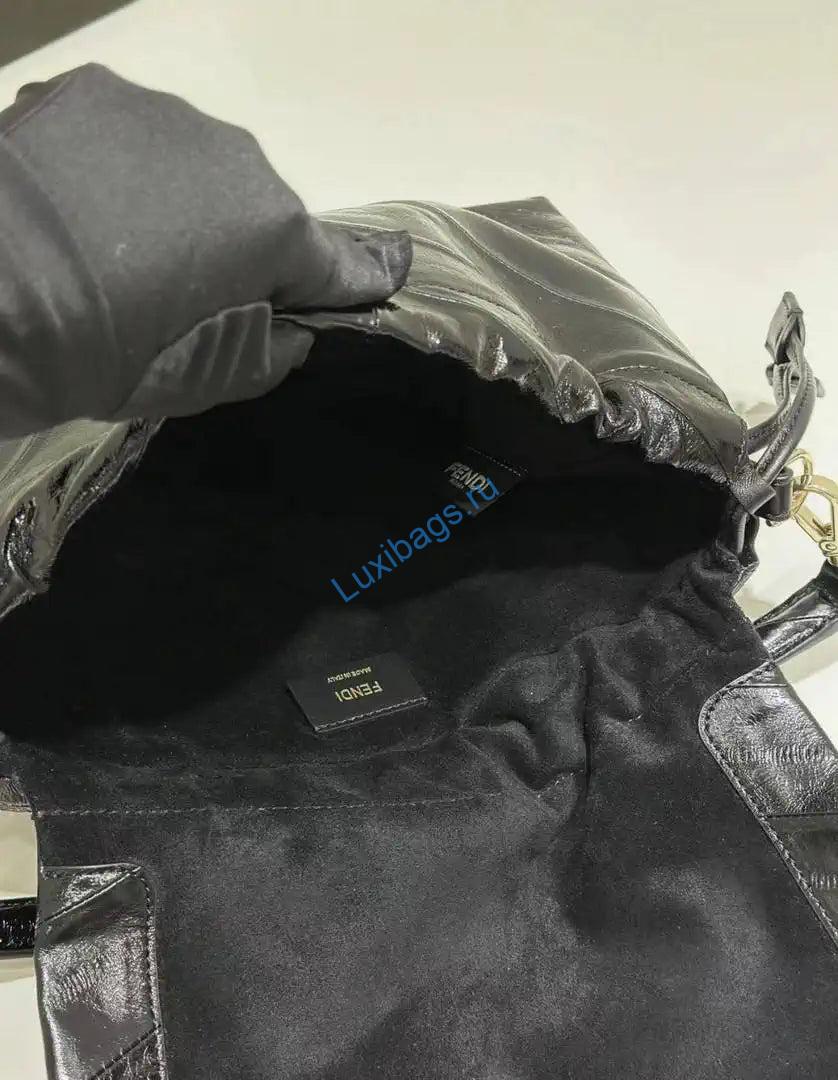fendi 8br834 mamma baguette large black eel skin leather bag 8677al 8 Fendi 8BR834 Mamma Baguette Large Black eel skin leather bag 8677AL - Default Title - View 9