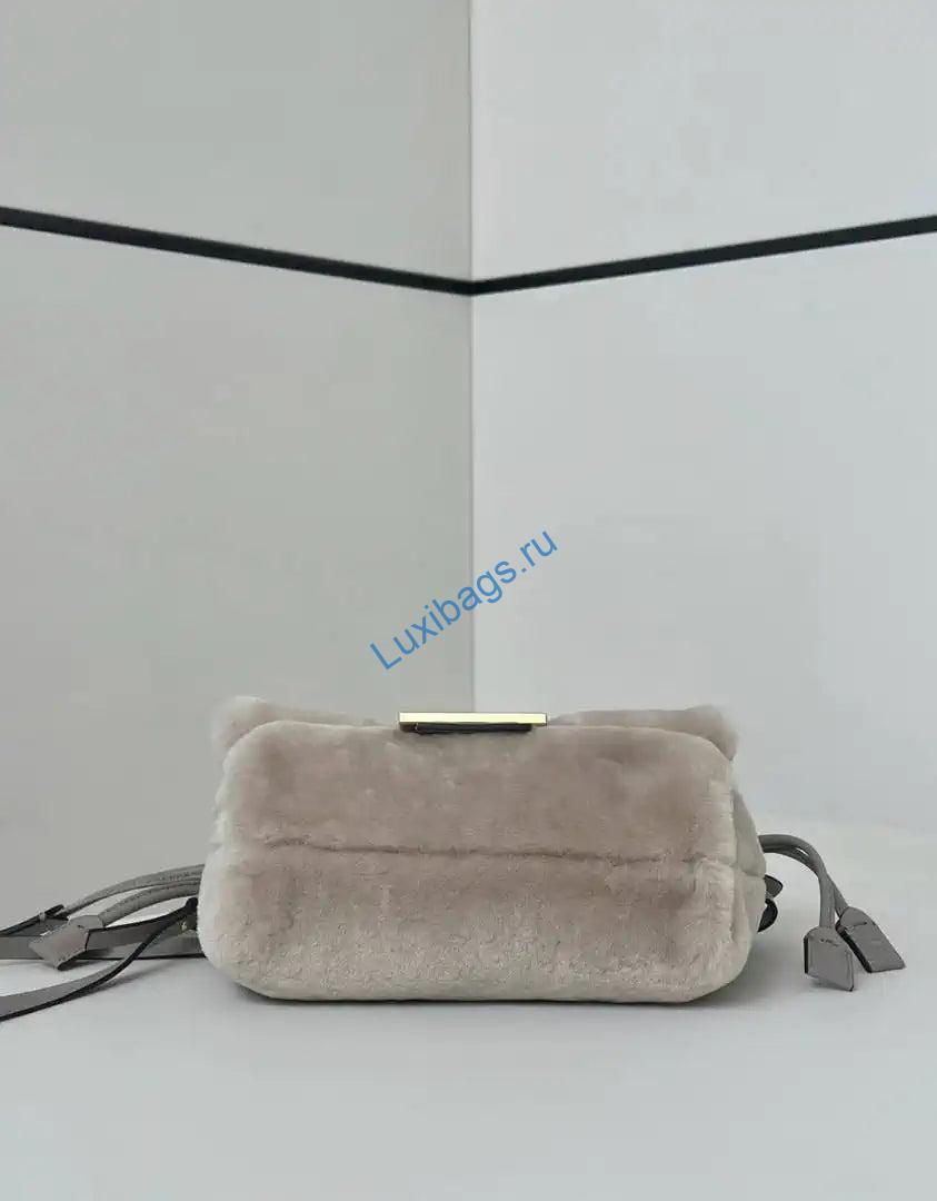fendi 8bs105abvef0k7e small mamma baguette beige shearling bag 8693s 2 Fendi 8BS105ABVEF0K7E Small Mamma Baguette Beige shearling bag 8693s - Default Title - View 3