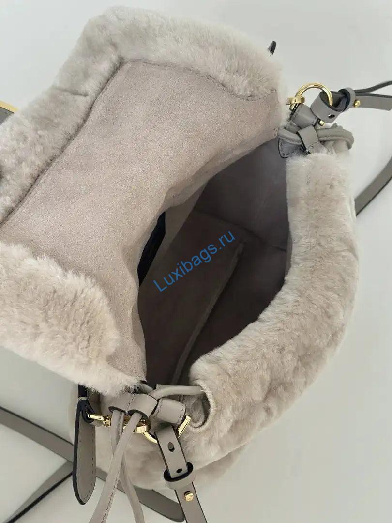 fendi 8bs105abvef0k7e small mamma baguette beige shearling bag 8693s 4 Fendi 8BS105ABVEF0K7E Small Mamma Baguette Beige shearling bag 8693s - Default Title - View 5