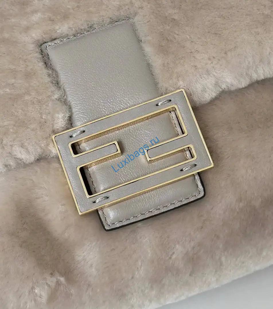 fendi 8bs105abvef0k7e small mamma baguette beige shearling bag 8693s 5 Fendi 8BS105ABVEF0K7E Small Mamma Baguette Beige shearling bag 8693s - Default Title - View 6