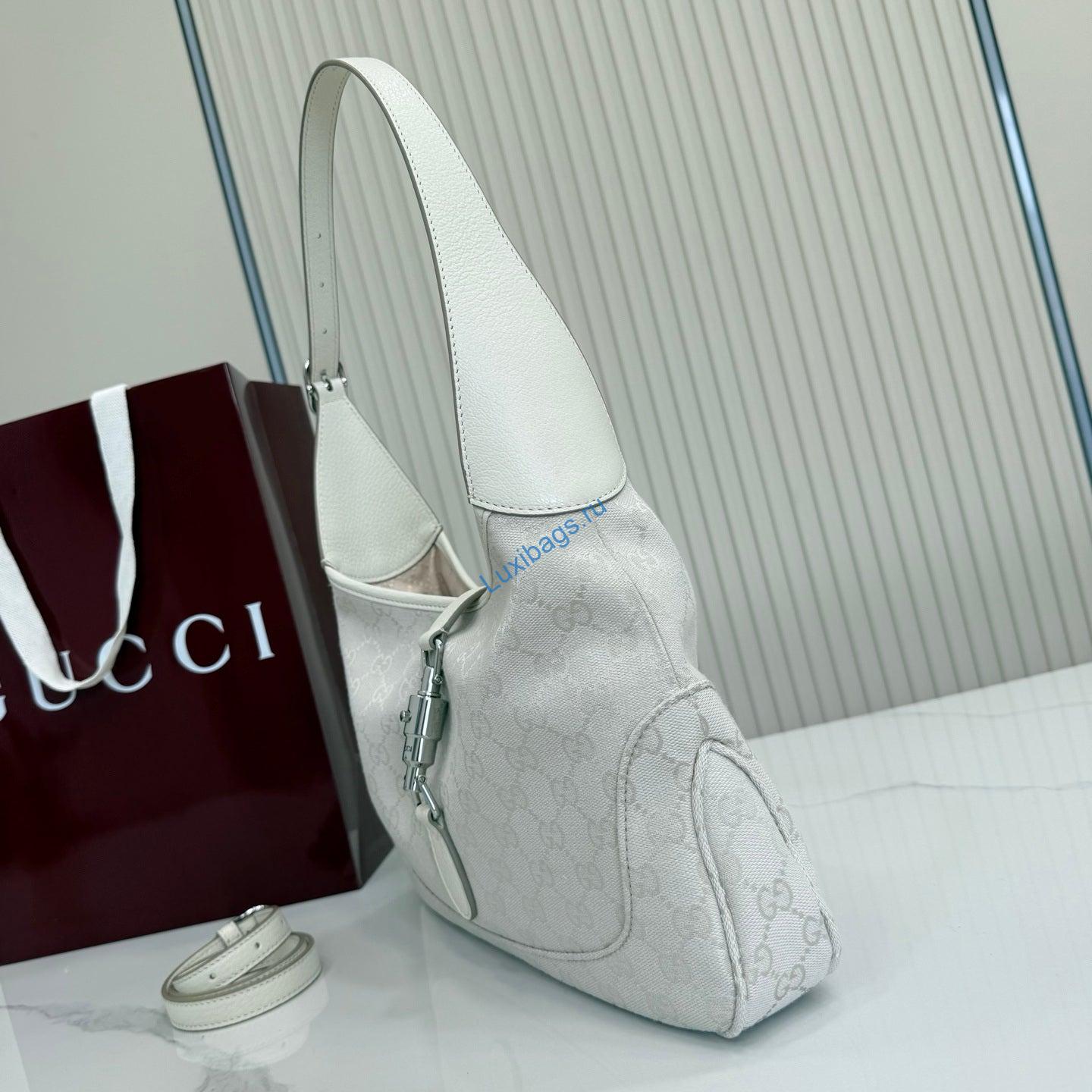 Gucci 863137 Jackie Slim Medium Shoulder Bag Ivory GG canvas | gucci 863137 jackie slim medium shoulder bag ivory gg canvas 5