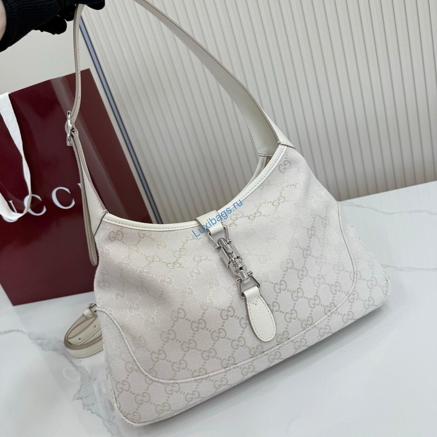 Gucci 863137 Jackie Slim Medium Shoulder Bag Ivory GG canvas | gucci 863137 jackie slim medium shoulder bag ivory gg canvas 9