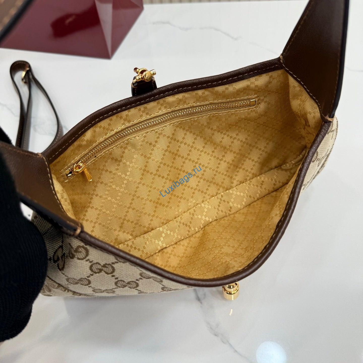Gucci 863137 Jackie Slim Medium Shoulder Bag Sand and dark brown GG canvas | gucci 863137 jackie slim medium shoulder bag sand and dark brown gg canvas 10
