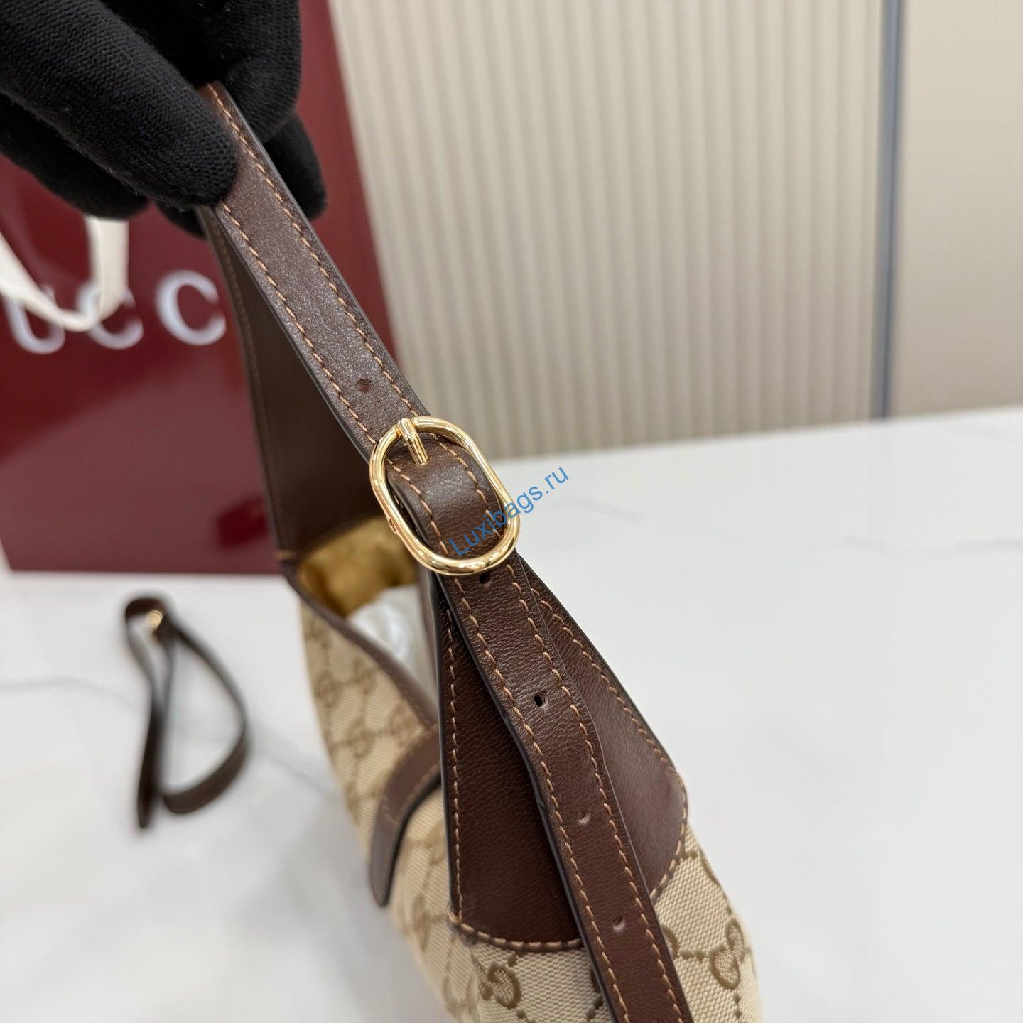 Gucci 863137 Jackie Slim Medium Shoulder Bag Sand and dark brown GG canvas | gucci 863137 jackie slim medium shoulder bag sand and dark brown gg canvas 3