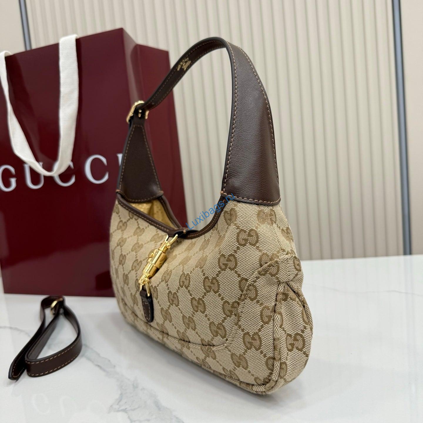 Gucci 863137 Jackie Slim Medium Shoulder Bag Sand and dark brown GG canvas | gucci 863137 jackie slim medium shoulder bag sand and dark brown gg canvas 4