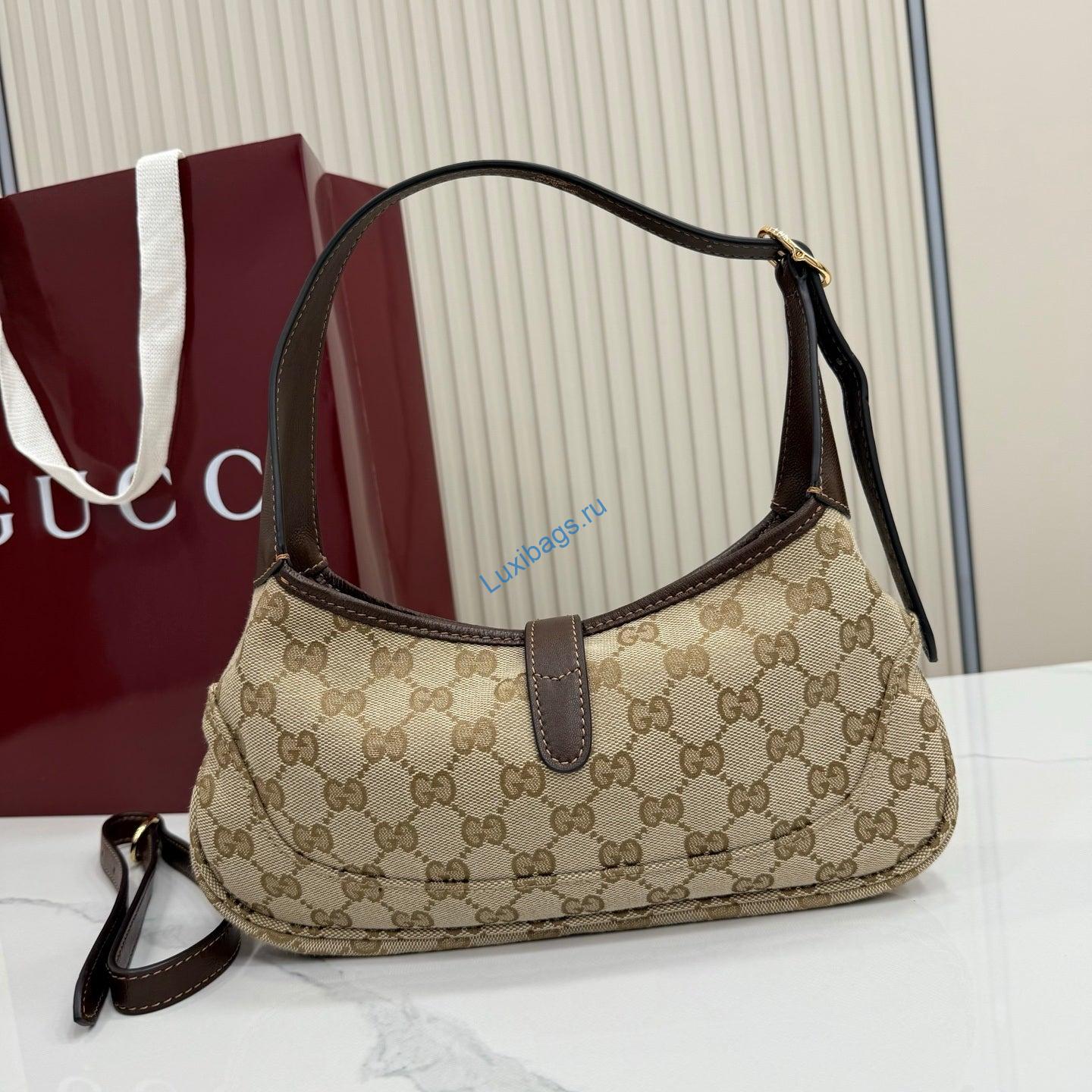 Gucci 863137 Jackie Slim Medium Shoulder Bag Sand and dark brown GG canvas | gucci 863137 jackie slim medium shoulder bag sand and dark brown gg canvas 5