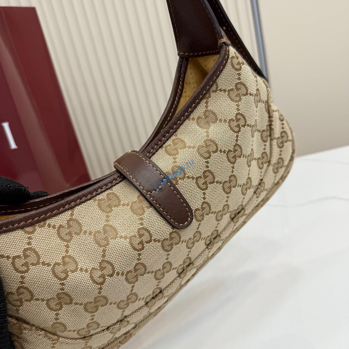 Gucci 863137 Jackie Slim Medium Shoulder Bag Sand and dark brown GG canvas | gucci 863137 jackie slim medium shoulder bag sand and dark brown gg canvas 6