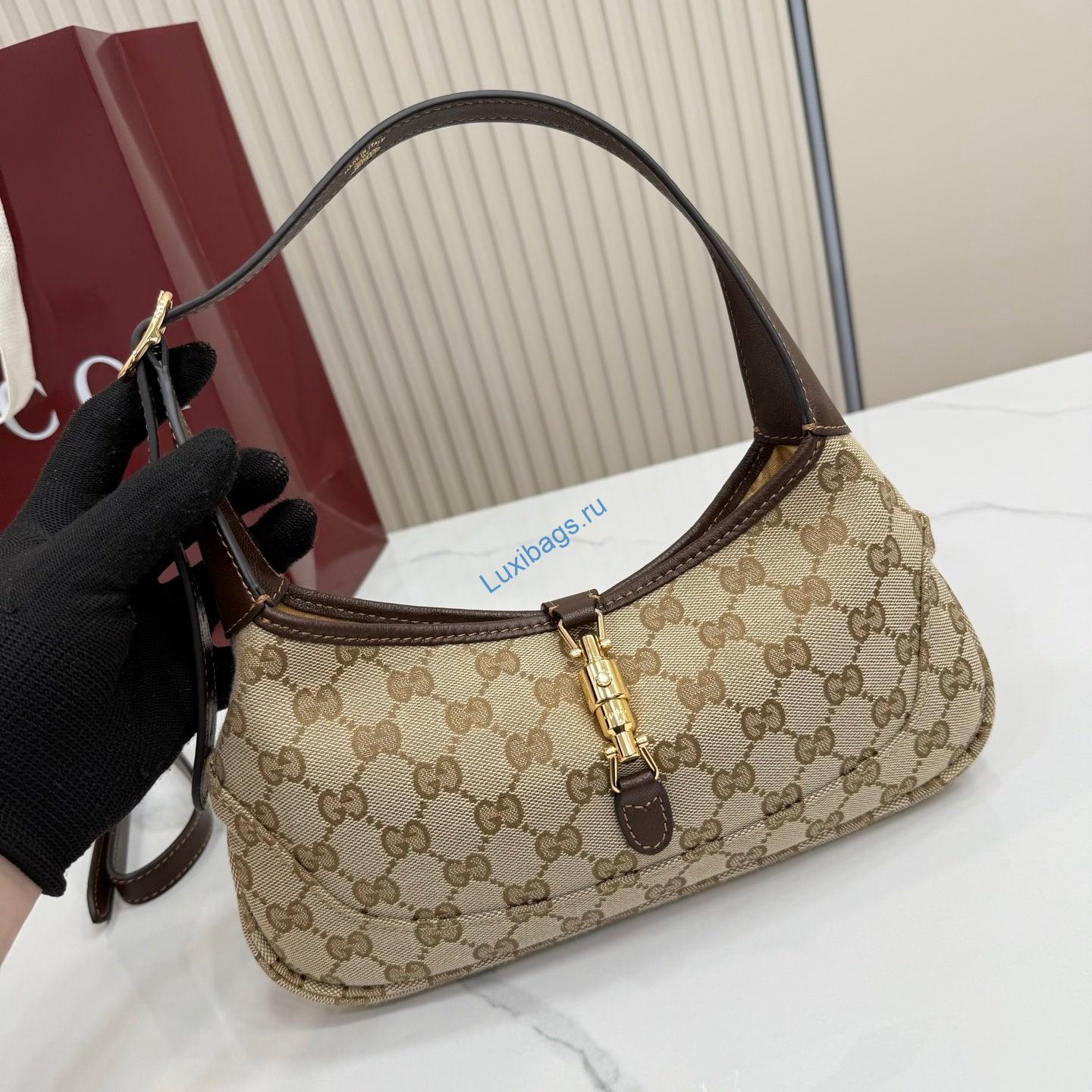 Gucci 863137 Jackie Slim Medium Shoulder Bag Sand and dark brown GG canvas | gucci 863137 jackie slim medium shoulder bag sand and dark brown gg canvas 7