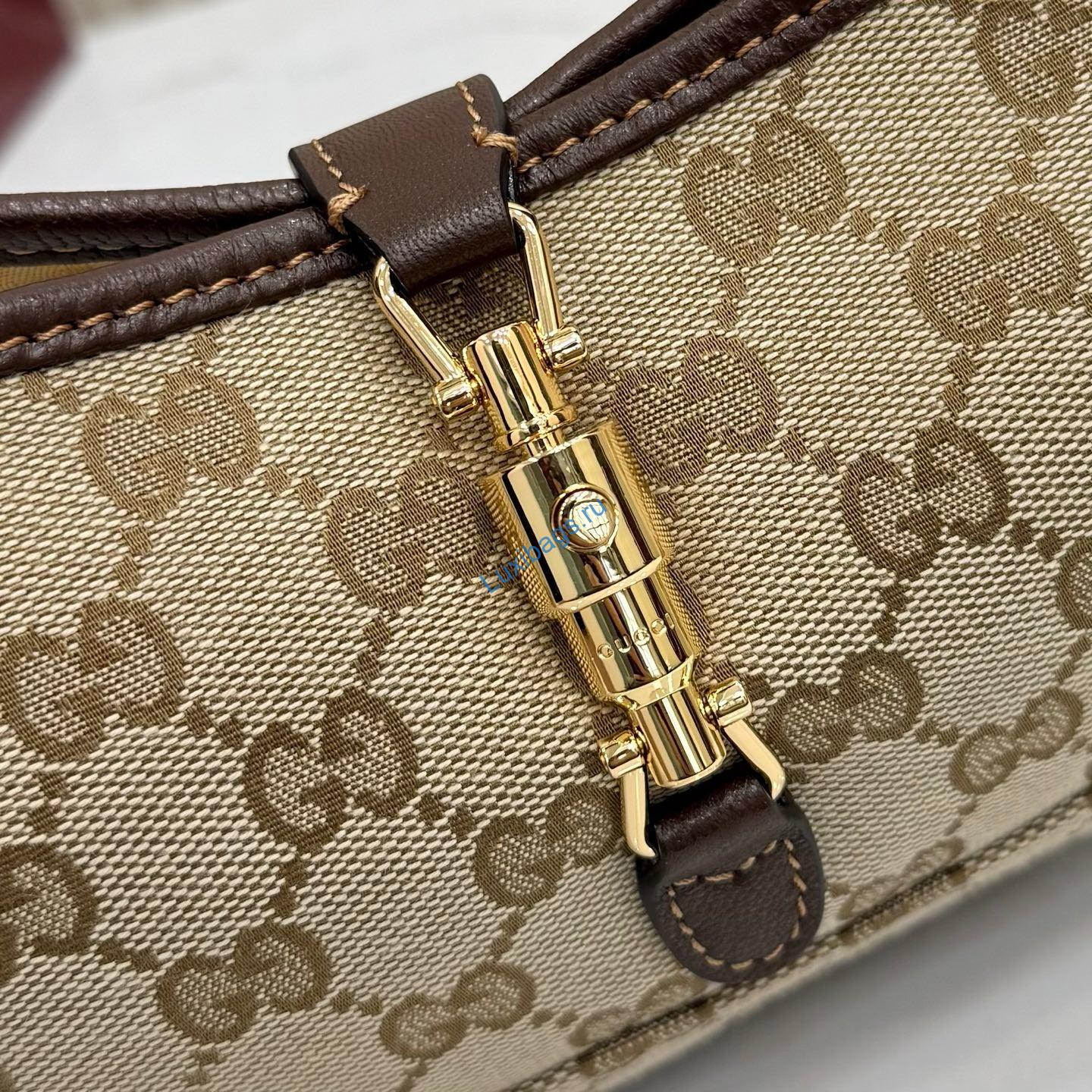 Gucci 863137 Jackie Slim Medium Shoulder Bag Sand and dark brown GG canvas | gucci 863137 jackie slim medium shoulder bag sand and dark brown gg canvas 8
