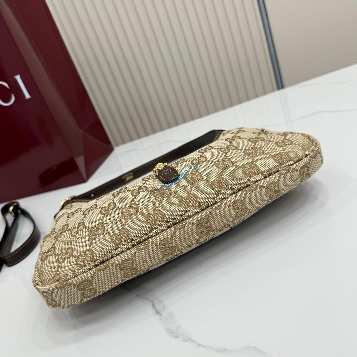 Gucci 863137 Jackie Slim Medium Shoulder Bag Sand and dark brown GG canvas | gucci 863137 jackie slim medium shoulder bag sand and dark brown gg canvas 9