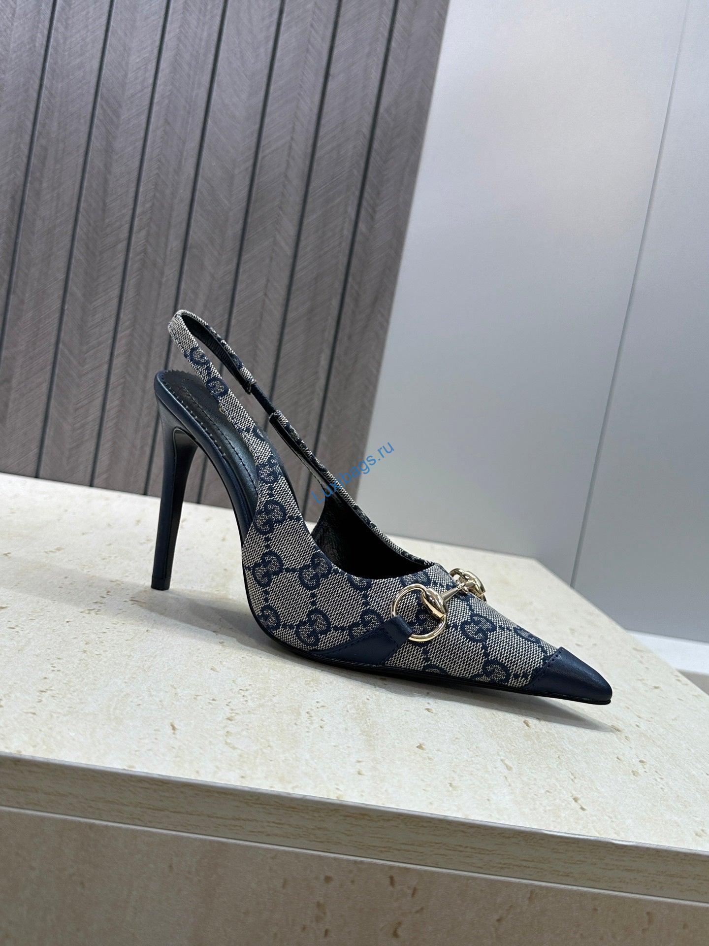Gucci Women's Pointed-toe Slingback High Heels Shoes 9.5cm G86238 - Euro 35=US 4 - View 6