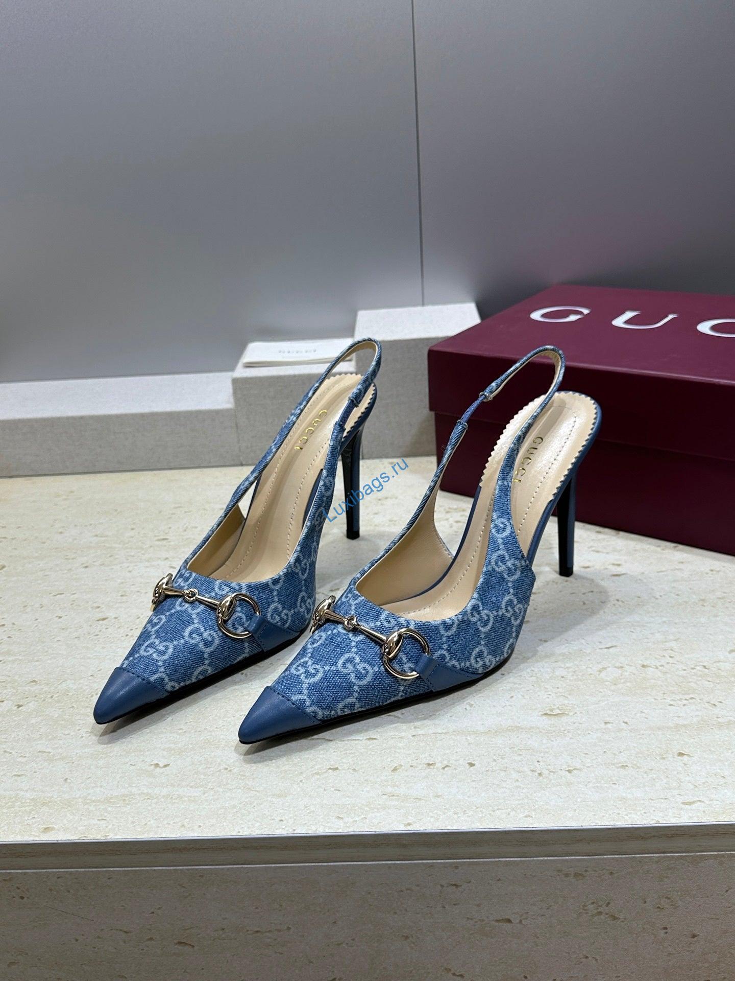 Gucci Women's Pointed-toe Slingback High Heels Shoes 9.5cm G86240 - Euro 35=US 4 - View 3