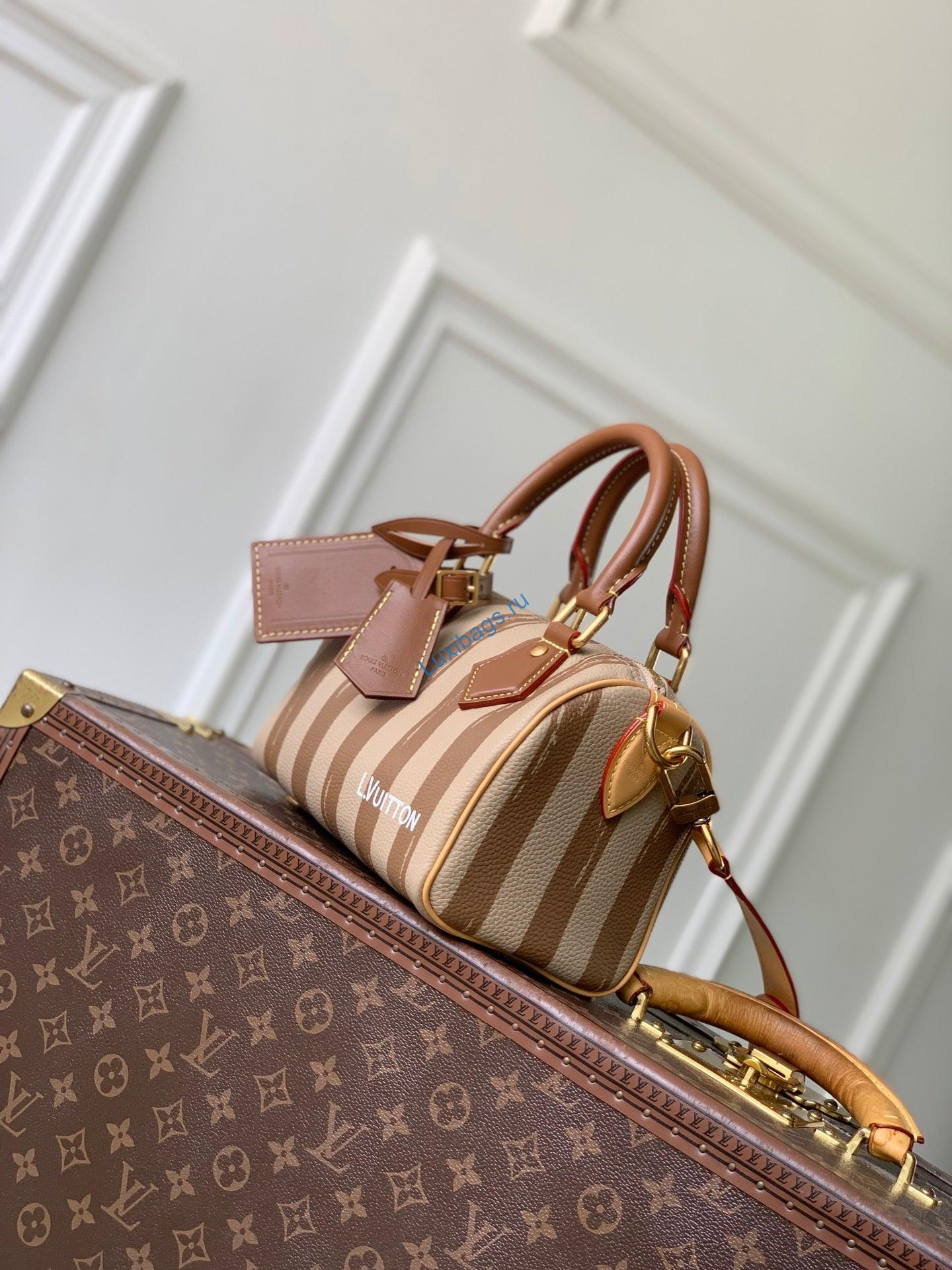 LV M28186 Louis Vuitton Speedy P9 Bandoulière 20 Bag Brown stripes | lv m28186 louis vuitton speedy p9 bandouliere 20 bag brown stripes 2