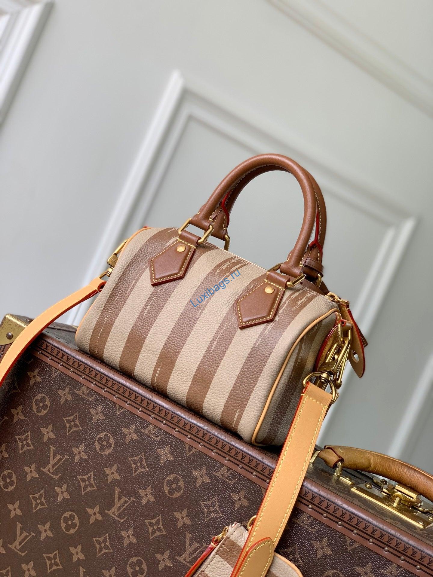 LV M28186 Louis Vuitton Speedy P9 Bandoulière 20 Bag Brown stripes | lv m28186 louis vuitton speedy p9 bandouliere 20 bag brown stripes 3
