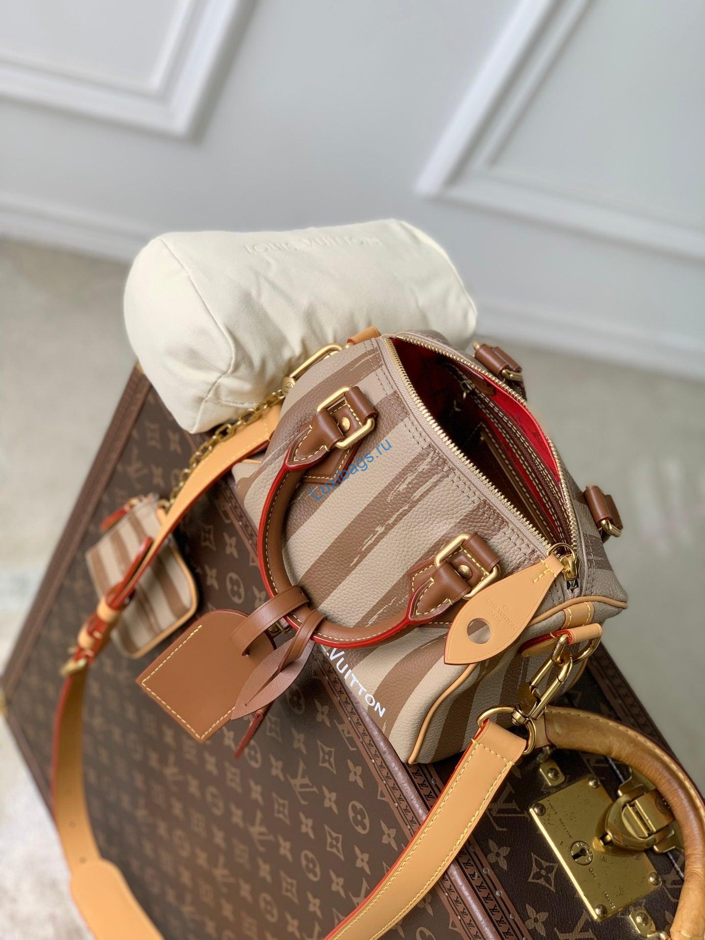 LV M28186 Louis Vuitton Speedy P9 Bandoulière 20 Bag Brown stripes | lv m28186 louis vuitton speedy p9 bandouliere 20 bag brown stripes 9
