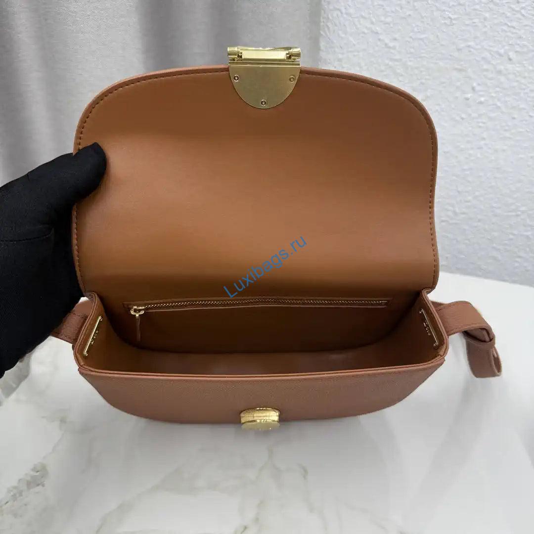 Medium Dior Médaillon Flap Bag M3920QDWP_M900 Gold Brown Grained Calfskin | medium dior medaillon flap bag m3920qdwp m900 grained calfskin 134
