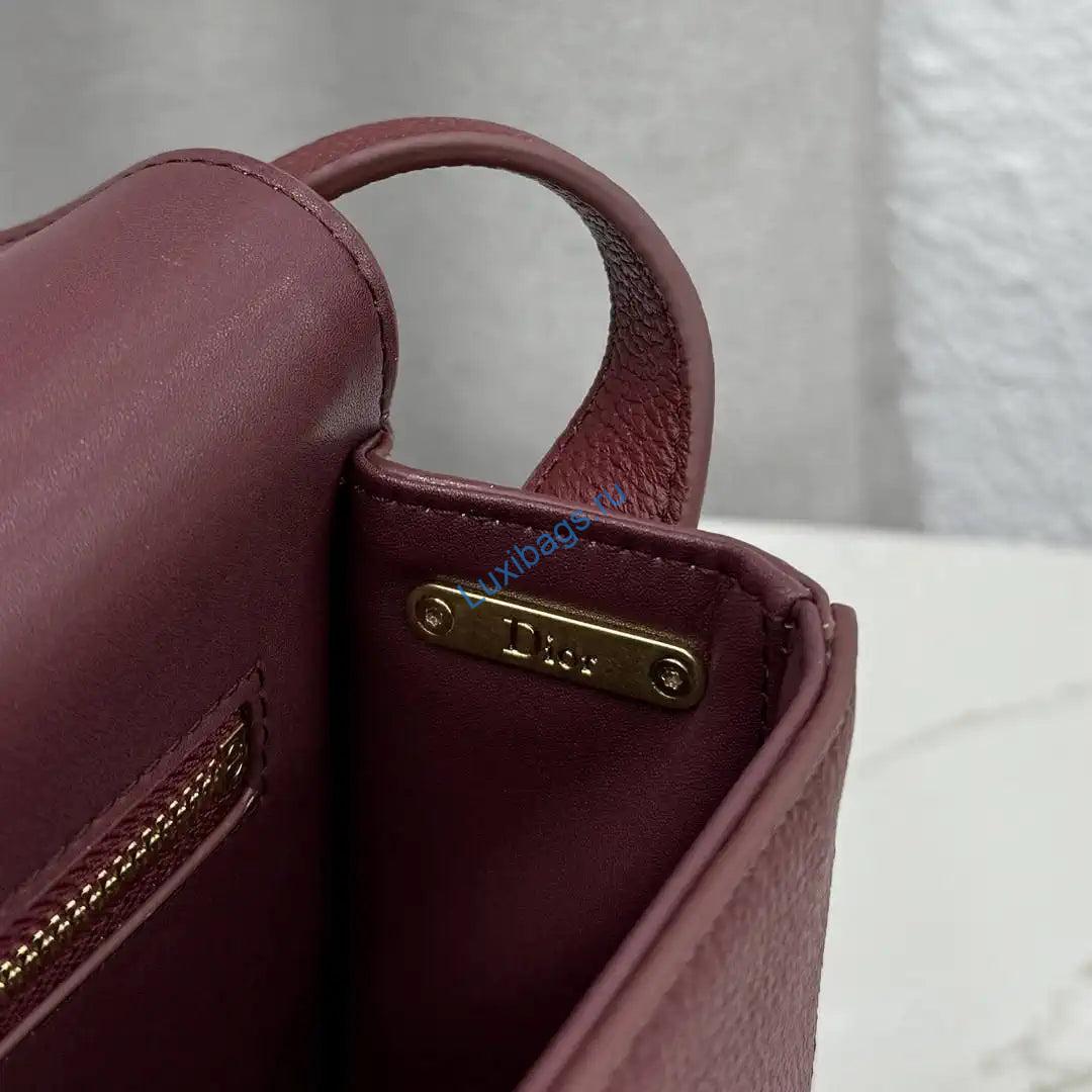 Medium Dior Médaillon Flap Bag M3920QDWP_M900 Wine Red Grained Calfskin | medium dior medaillon flap bag m3920qdwp m900 grained calfskin 25