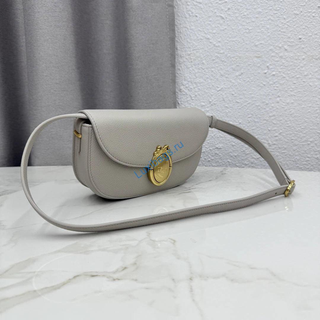 Small Dior Médaillon Flap Bag M3919QDWP_M900 Gray Grained Calfskin | small dior medaillon flap bag m3919qdwp m900 grained calfskin 20