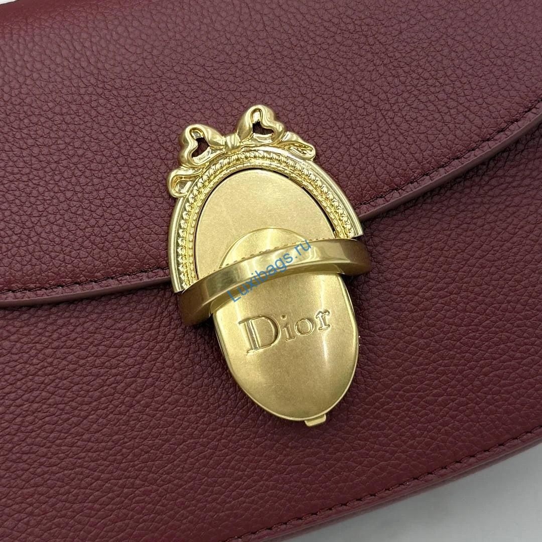 Small Dior Médaillon Flap Bag M3919QDWP_M900 Wine Red Grained Calfskin | small dior medaillon flap bag m3919qdwp m900 grained calfskin 49
