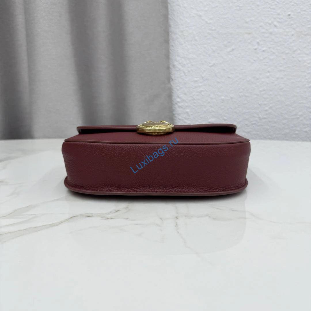 Small Dior Médaillon Flap Bag M3919QDWP_M900 Wine Red Grained Calfskin | small dior medaillon flap bag m3919qdwp m900 grained calfskin 51