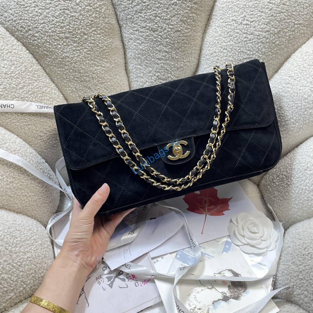 Chanel AS6281 Maxi Flap bag Suede Calfskin & Gold-Tone Metal Black | as6281 maxi flap bag suede calfskin gold tone metal 29