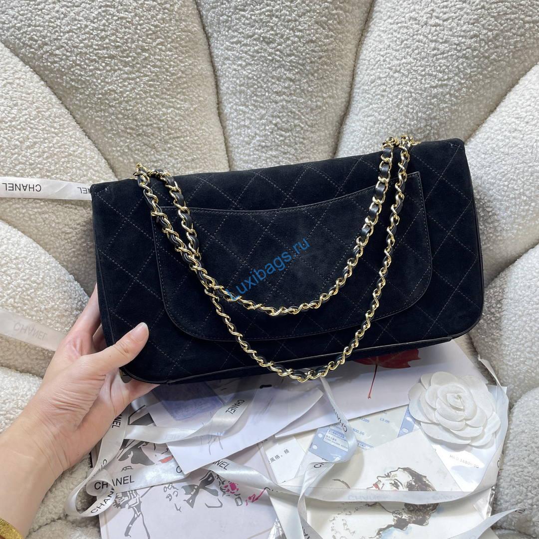 Chanel AS6281 Maxi Flap bag Suede Calfskin & Gold-Tone Metal Black | as6281 maxi flap bag suede calfskin gold tone metal 31