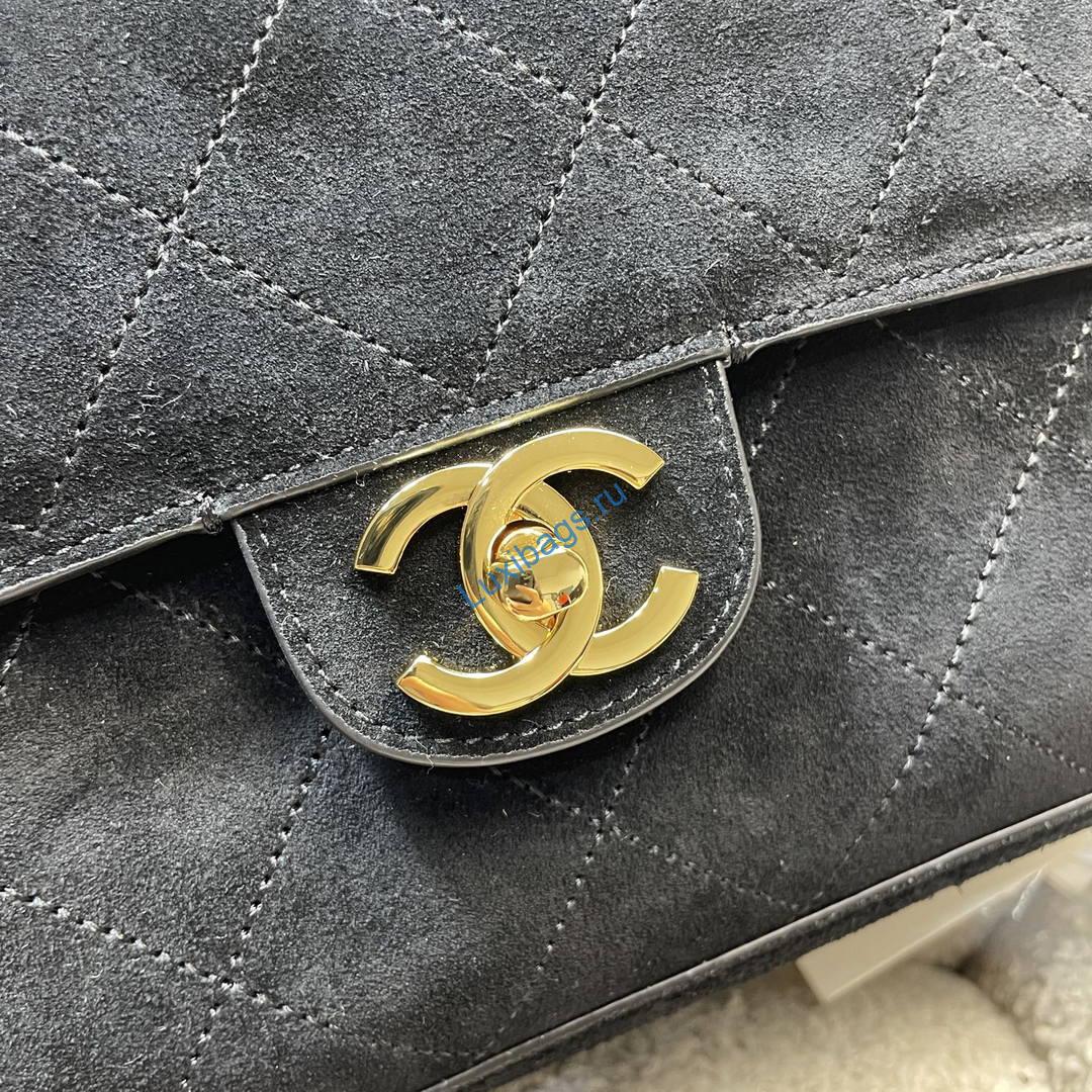 Chanel AS6281 Maxi Flap bag Suede Calfskin & Gold-Tone Metal Black | as6281 maxi flap bag suede calfskin gold tone metal 32