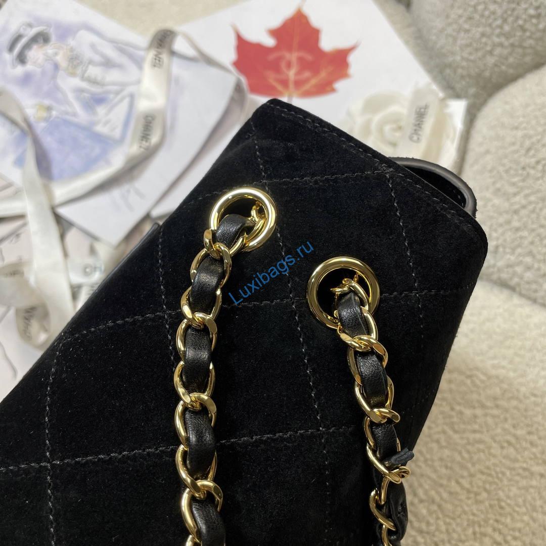 Chanel AS6281 Maxi Flap bag Suede Calfskin & Gold-Tone Metal Black | as6281 maxi flap bag suede calfskin gold tone metal 33