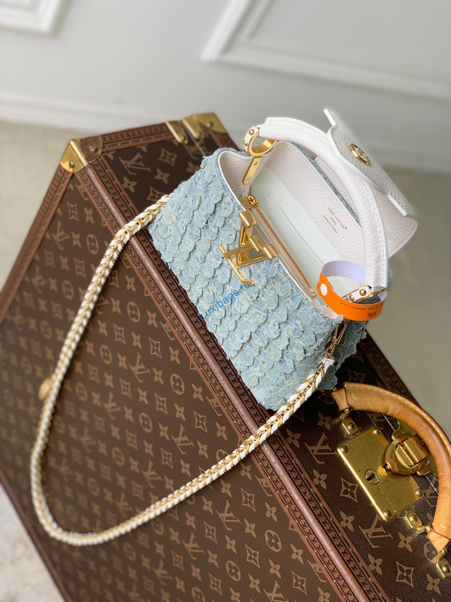 louis vuitton lv m28305 capucines mini bag blue denim 9 Louis Vuitton LV M28305 Capucines Mini Bag Blue Denim | capucines mini capucines nvprod7370052v M28305 10