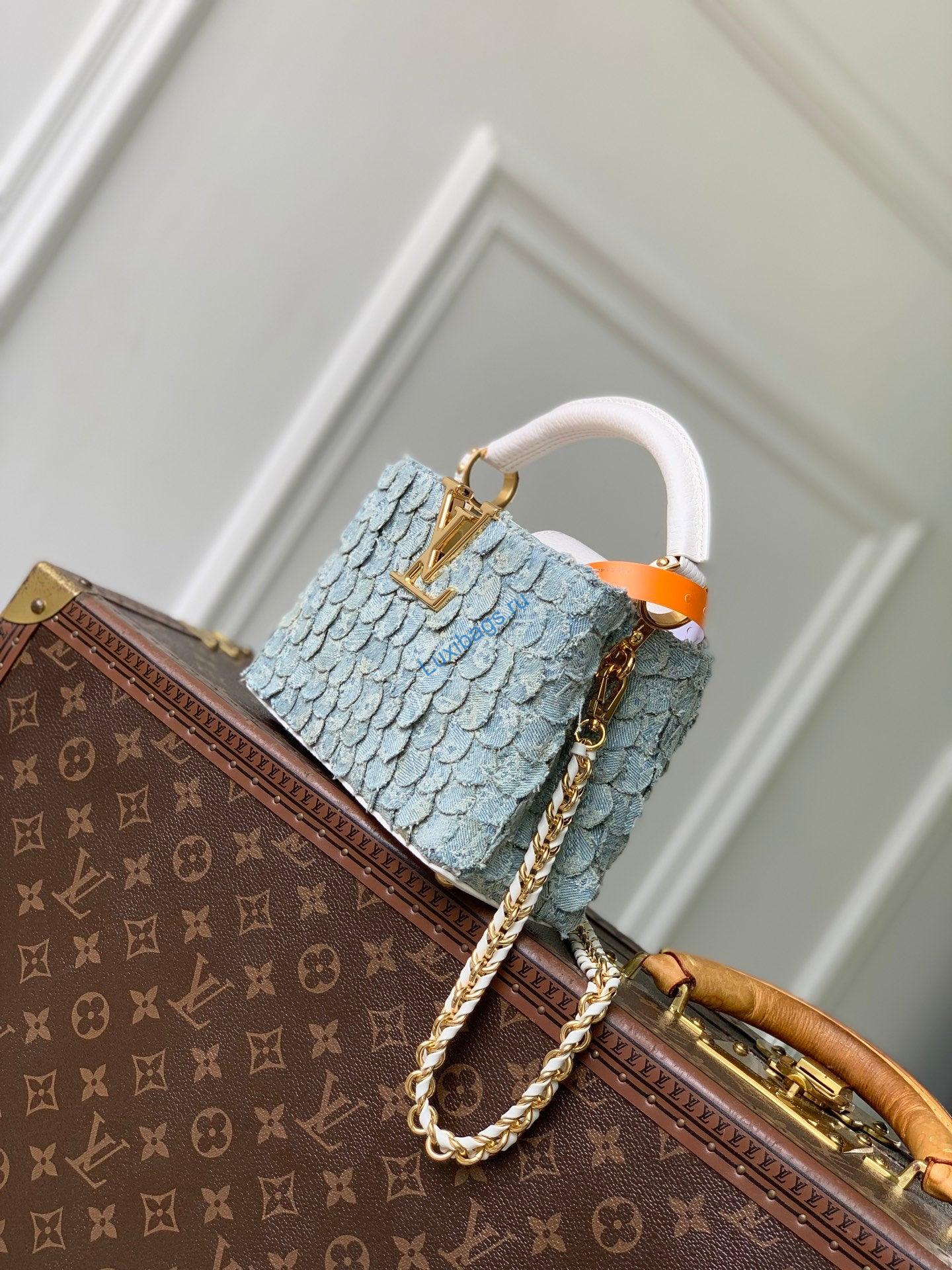 louis vuitton lv m28305 capucines mini bag blue denim 1 Louis Vuitton LV M28305 Capucines Mini Bag Blue Denim | capucines mini capucines nvprod7370052v M28305 2