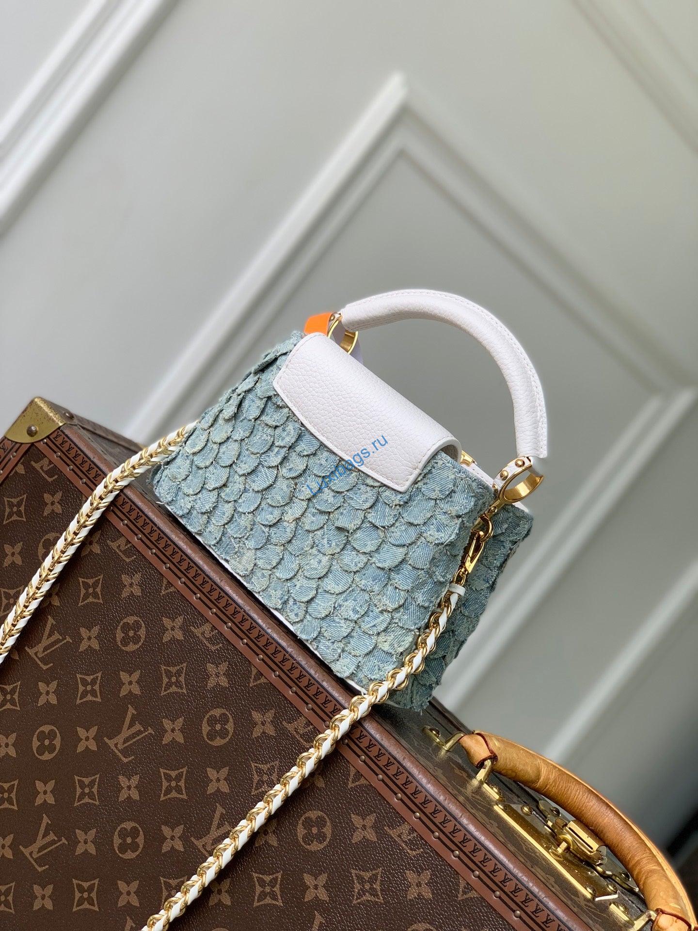 louis vuitton lv m28305 capucines mini bag blue denim 2 Louis Vuitton LV M28305 Capucines Mini Bag Blue Denim | capucines mini capucines nvprod7370052v M28305 3