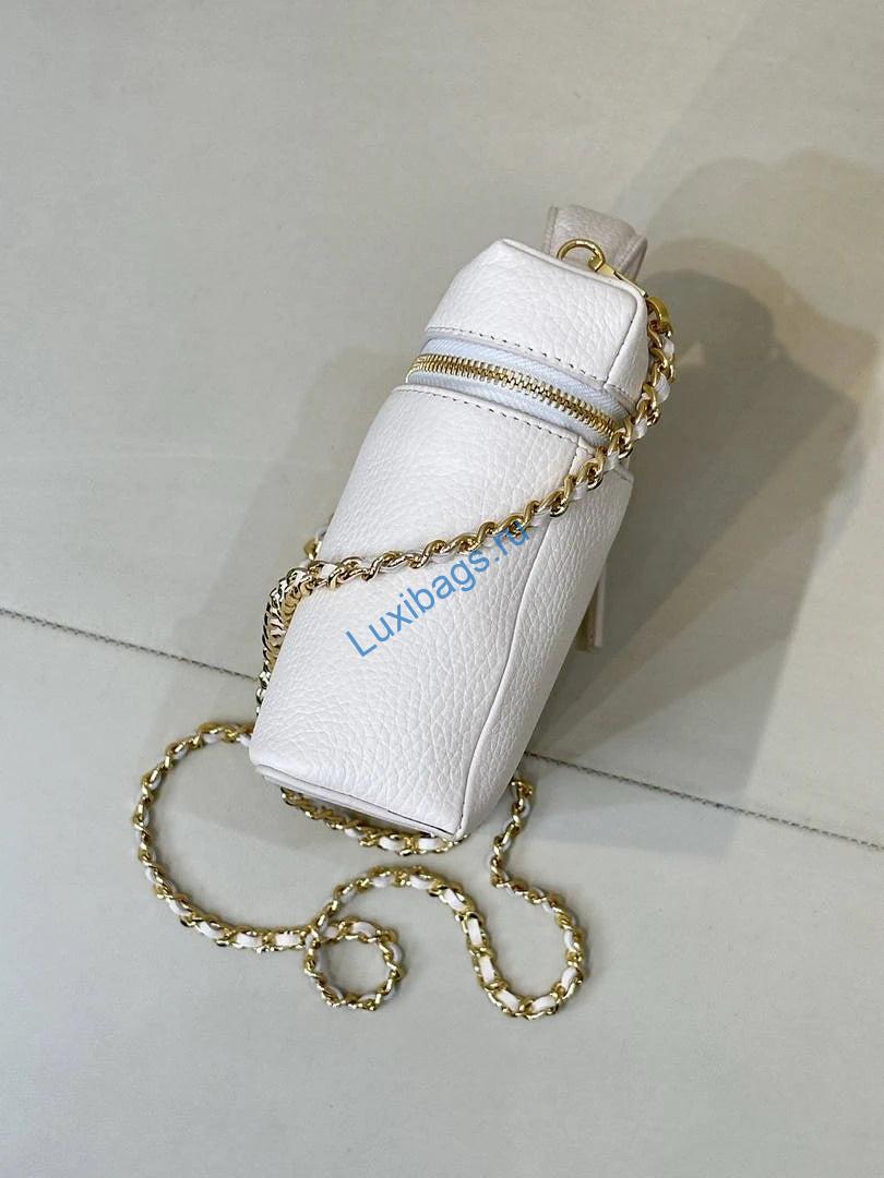 Chanel Large Vanity with chain AP5347 White | large vanity with chain suede calfskin gold tone metal AP5347 06