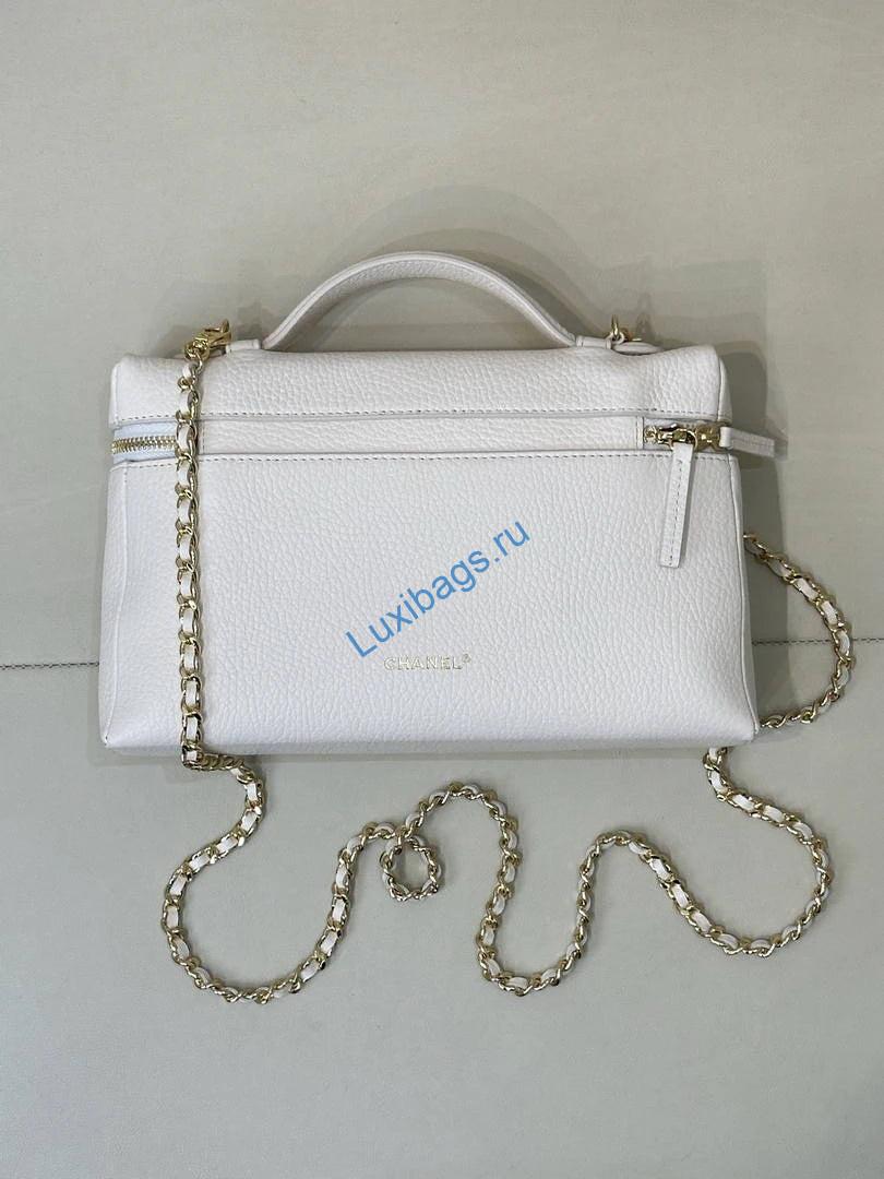 Chanel Large Vanity with chain AP5347 White | large vanity with chain suede calfskin gold tone metal AP5347 07