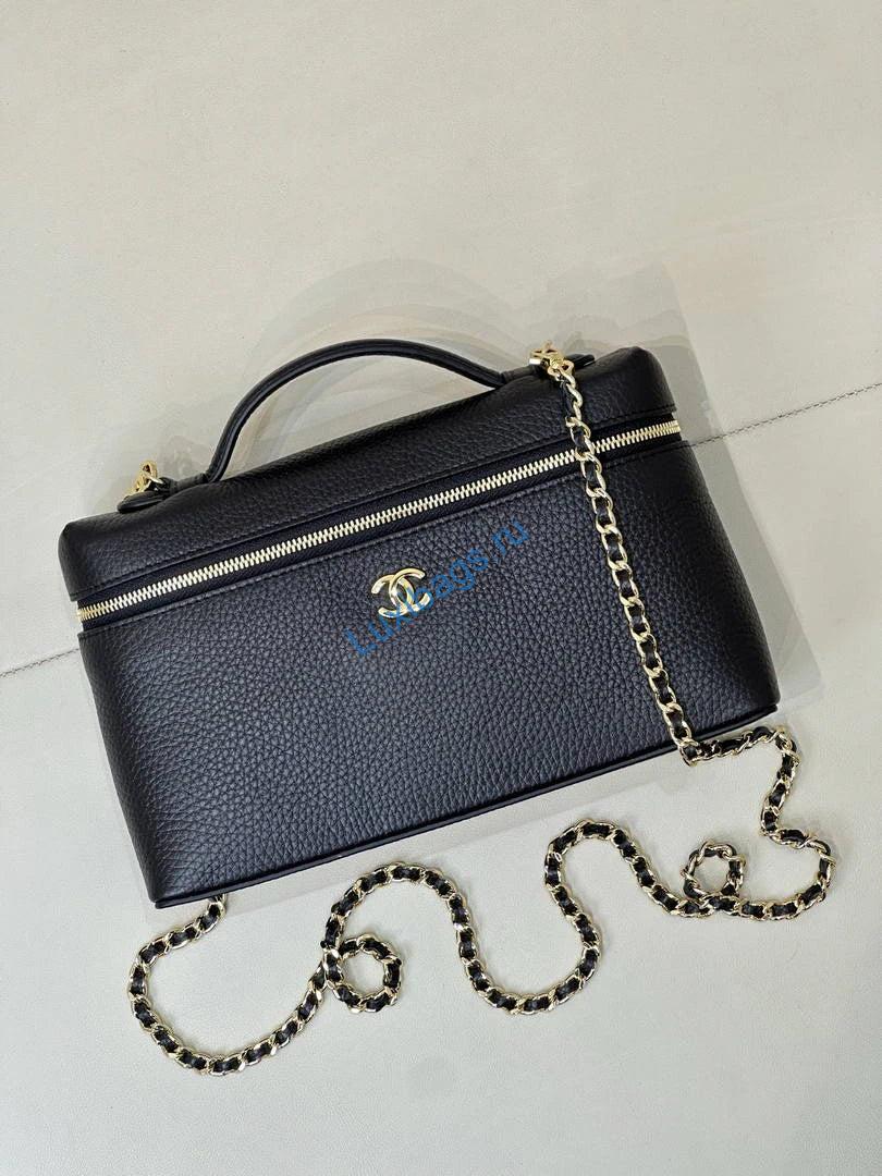 Chanel Large Vanity with chain AP5347 Black | large vanity with chain suede calfskin gold tone metal AP5347 black 04