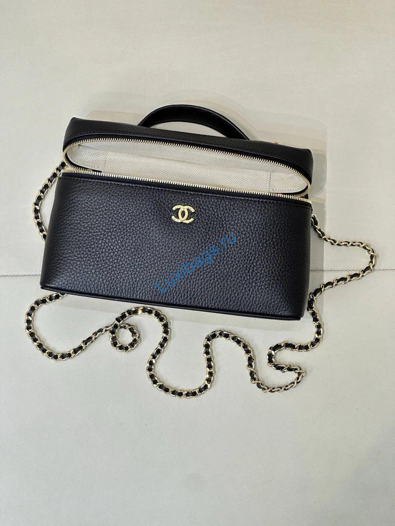 Chanel Large Vanity with chain AP5347 Black | large vanity with chain suede calfskin gold tone metal AP5347 black 09