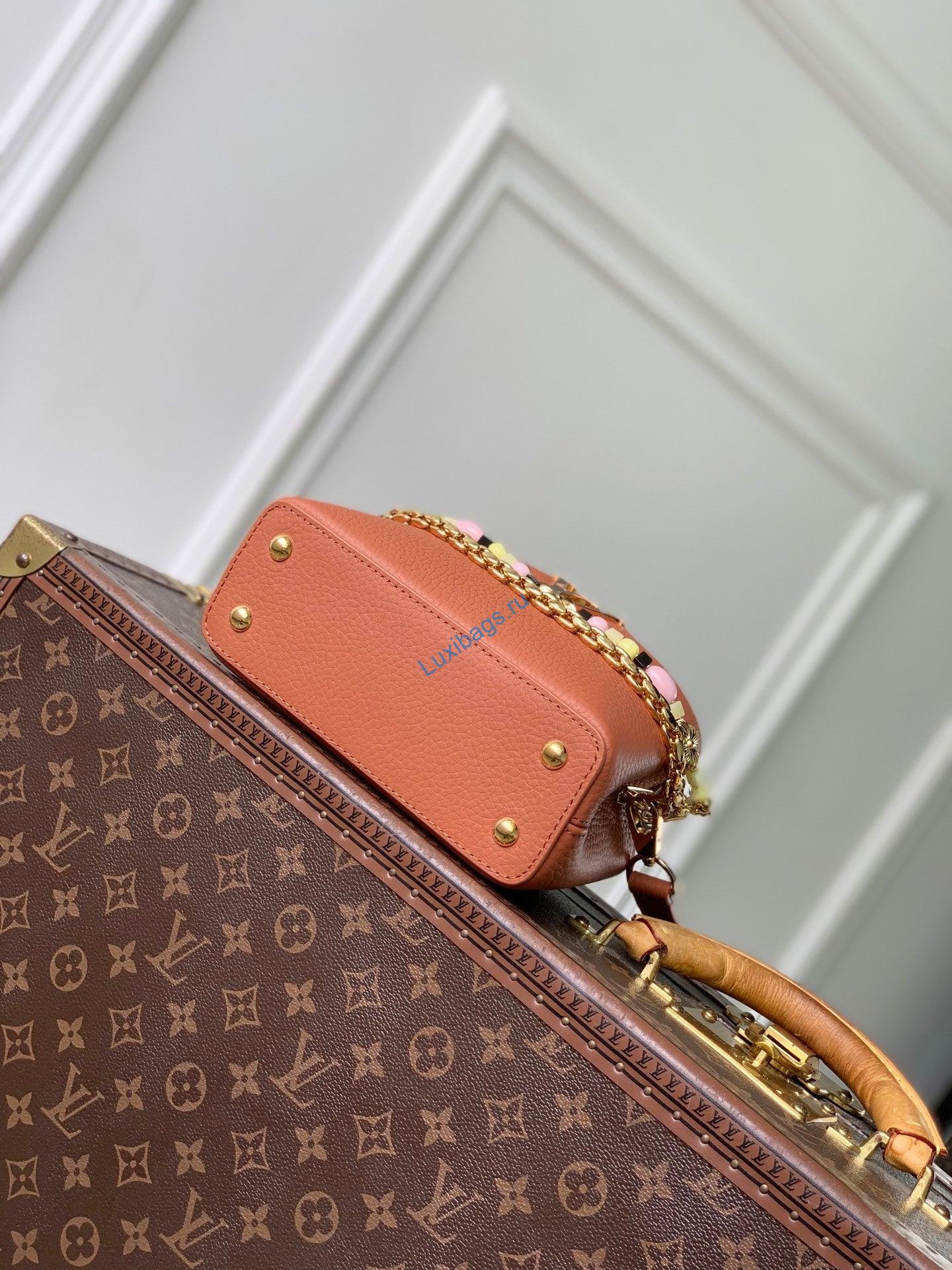 louis vuitton lv m29443 capucines east west mini bag brown 3 Louis Vuitton LV M29443 Capucines East West Mini Bag Brown | louis vuitton lv m29443 capucines east west mini bag brown 4