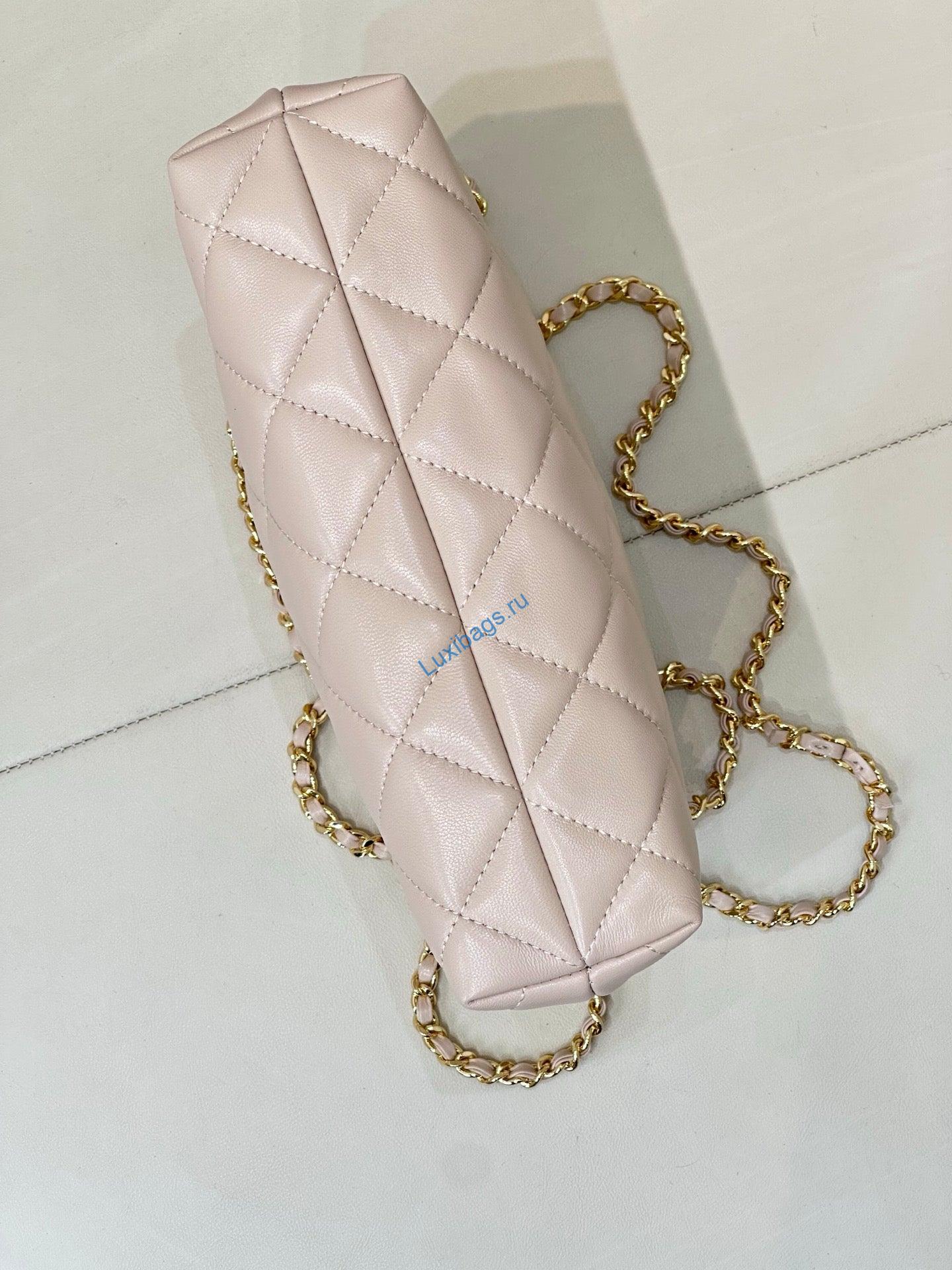 Chanel Mini Shopping Bag Lambskin & Gold-Tone Metal AS6248 Apricot | mini shopping bag lambskin gold tone metal as6248 apricot 15