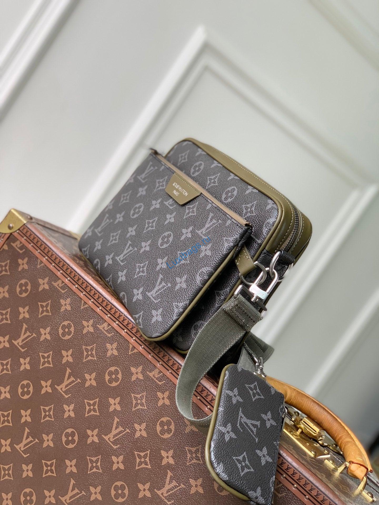 louis vuitton lv m28628 trio messenger bag khaki green 1 Louis Vuitton LV M28628 Trio Messenger Bag Khaki Green | trio messenger monogram eclipse nvprod7540384v M28628 2