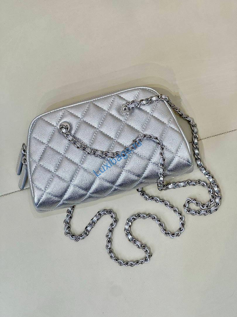 chanel ap5092 clutch with chain grained shiny calfskin silver 8 Chanel AP5092 Clutch with chain Grained Shiny Calfskin Silver | ap5092 clutch with chain grained shiny calfskin silver 09