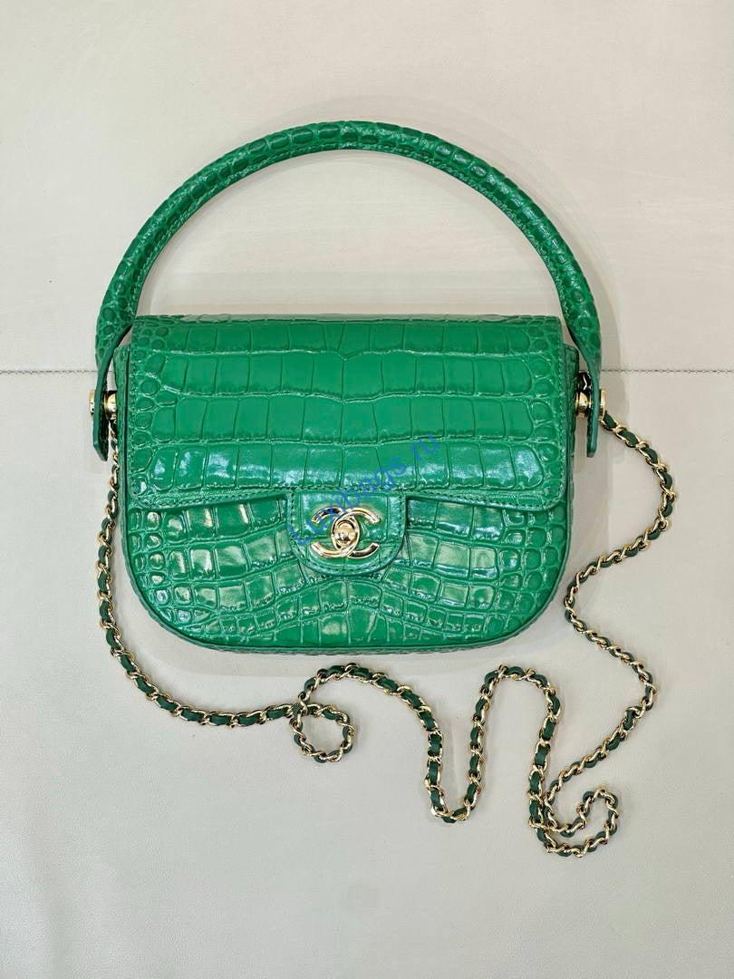 chanel as6424 mini flap bag with top handle crocodile embossed calfskin green 1 Chanel AS6424 Mini Flap Bag with Top Handle Crocodile Embossed Calfskin Green | as6424 mini flap bag with top handle crocodile embossed calfskin 01