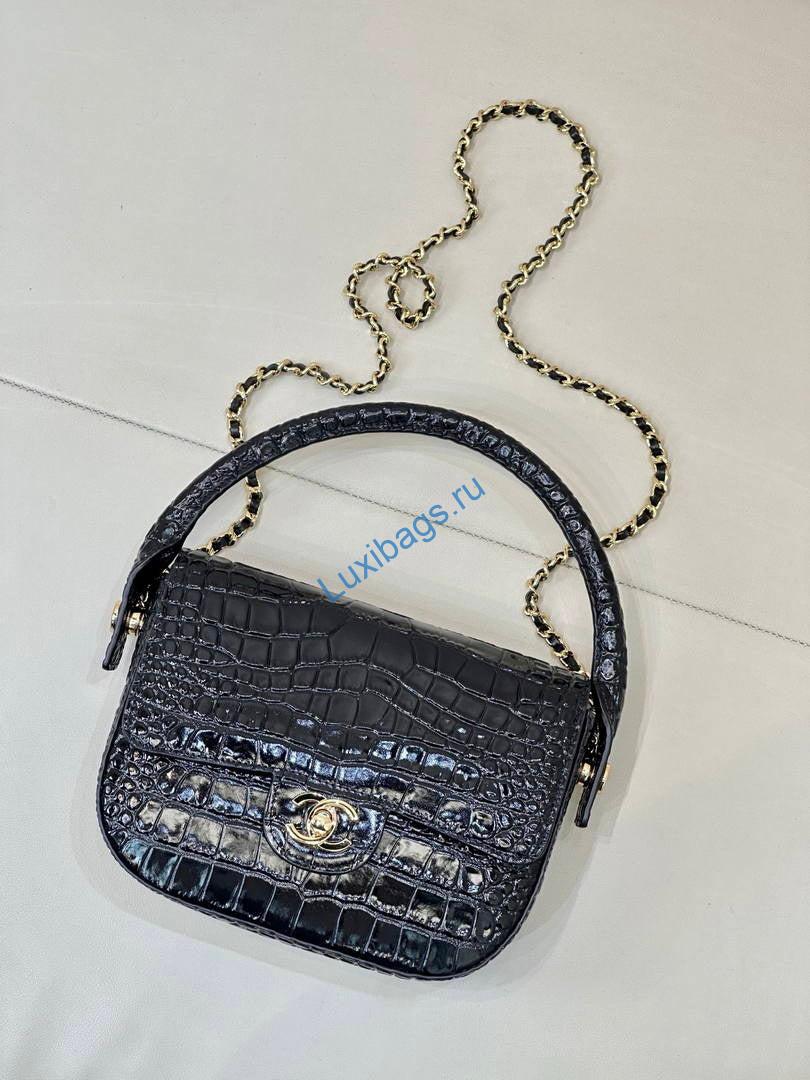 chanel as6424 mini flap bag with top handle crocodile embossed calfskin black 1 Chanel AS6424 Mini Flap Bag with Top Handle Crocodile Embossed Calfskin Black | as6424 mini flap bag with top handle crocodile embossed calfskin 112