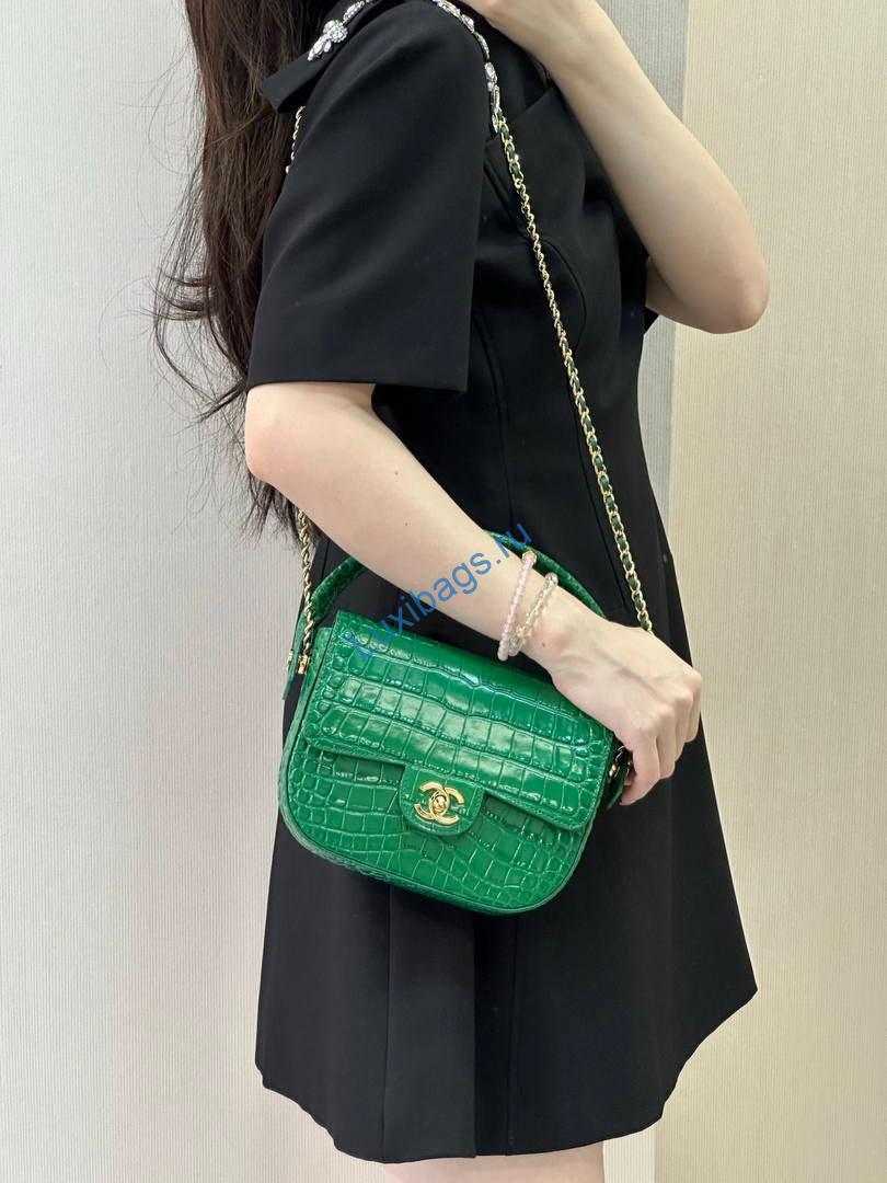 chanel as6424 mini flap bag with top handle crocodile embossed calfskin green 7 Chanel AS6424 Mini Flap Bag with Top Handle Crocodile Embossed Calfskin Green | as6424 mini flap bag with top handle crocodile embossed calfskin 132