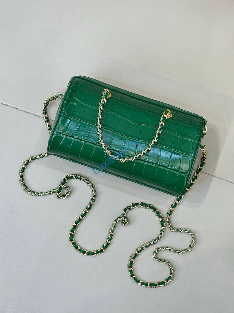 chanel ap5390 calfskin crocodile embossed mini bowling clutch with chain green 10 Chanel AP5390 Calfskin Crocodile Embossed Mini Bowling Clutch With Chain Green | chanel ap5390 calfskin crocodile embossed mini bowling clutch 11