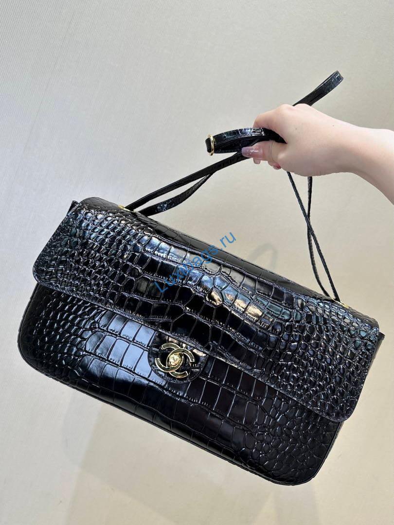 chanel maxi flapbag crocodile embossed calfskin as6231 black 1 Chanel Maxi Flapbag Crocodile Embossed Calfskin AS6231 Black | chanel maxi flapbag crocodile embossed calfskin as6231 black 02