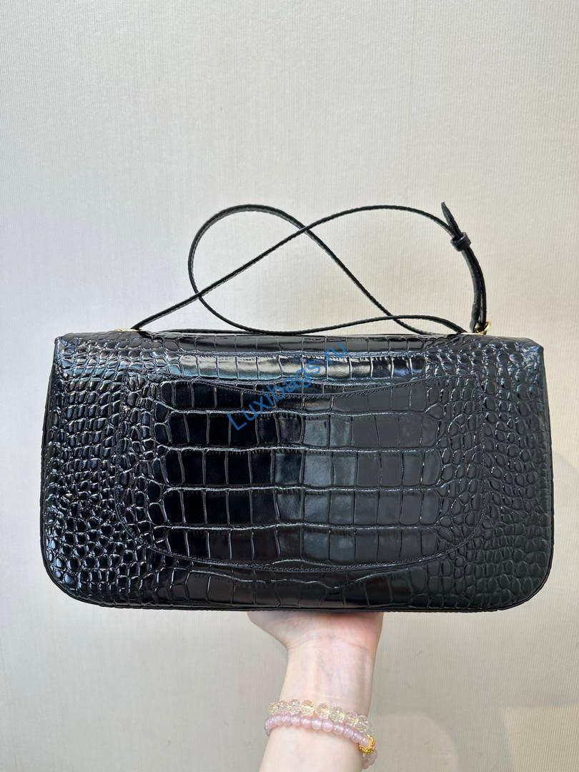 chanel maxi flapbag crocodile embossed calfskin as6231 black 7 Chanel Maxi Flapbag Crocodile Embossed Calfskin AS6231 Black | chanel maxi flapbag crocodile embossed calfskin as6231 black 08