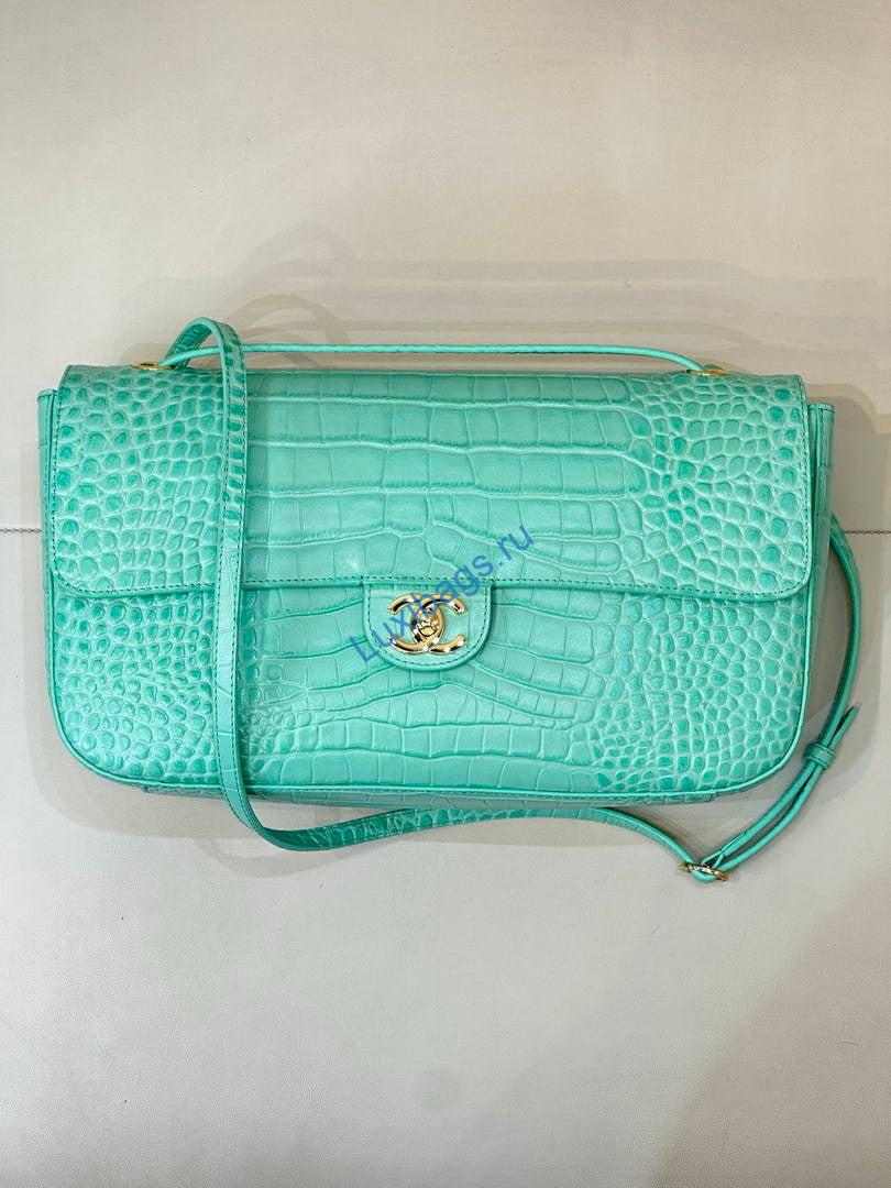 Chanel Maxi Flapbag Crocodile Embossed Calfskin AS6231 Lake Blue | chanel maxi flapbag crocodile embossed calfskin as6231 lake blue 03