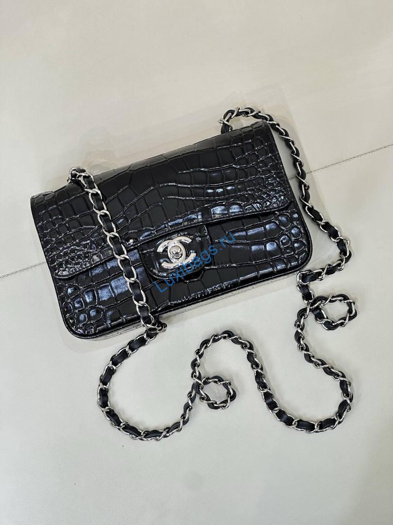 Chanel A69900 Mini Flap Bag Crocodile Embossed Calfskin 20cm Black | a69900 mini flap bag crocodile embossed calfskin 25